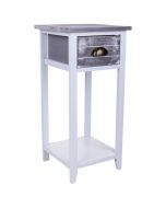 Mesa de cabeceira de madeira branca 30x30x63