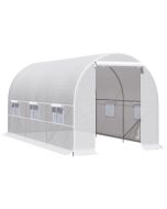 Estufa de jardim 400x200x200 cm pe, metal color blanco Outsunny