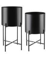 Soporte para plantas com 2 peças de aço revestido en polvo, preto