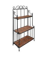 Prateleiras de metal com 3 alturas de  mosaico, castanho