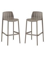 Conjunto de 2 cadeiras altas de jardim empilháveis <<vaena>> - taupe