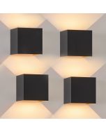 Nettlife aplique parede LED preto 10x10 (4er-set)