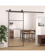 Porta de correr 90x205 cm alumínio e vidro esg preto ptxt9818
