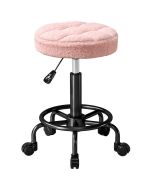 Banco giratório ø50x50-66 cm poliéster e metal color rosa Homcom