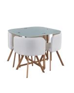 Mesa em vidro temperado teka + 4 cadeiras. Sala de jantar ou cozinha,