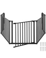 Tectake 5 peças grade proteção aço, fecho segurança, suporte parede, preto