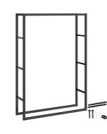Prateleira para leña, interior e exterior, 100,5 x 25 x 150 cm, preto