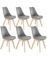 6 cadeiras de sala de jantar, acolchoado, ergonómicas e estables, cinzento