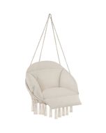 Cadeira coLGante com almofada e borlas decorativas, bege 81 x 80 x 139 cm