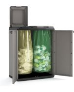 Keter armário split reciclagem, resina, 2 sacos, cinza, 68x39x85 cm.