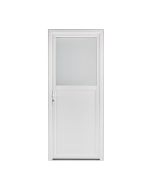 Porta de entrada de serviço em PVC branco com vidro 90x210cm direita