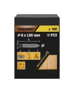 100 parafusos para madeira pozidriv premium 6 x 50 mm Turbodrive