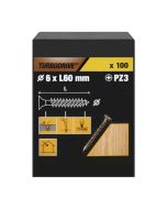 100 parafusos para madeira pozidriv premium 6 x 60 mm Turbodrive