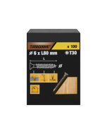 100 parafusos para madeira TX premium 6 x 80 mm Turbodrive