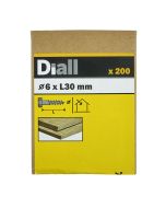 200 parafusos tirefond sextavados 6 x 30 mm Diall