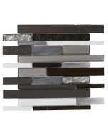 Malha de mosaico palermio preto, cinzento e branco 30 x 30 cm