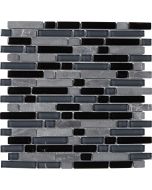 Malha de mosaico bolognia preto e azul 30 x 30 cm