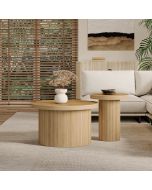 Mesa de centro dupla redonda natural 46x66x66cm