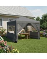 Tenda dobrável 3x3m – 4 paredes laterais – gris – jardim exterior