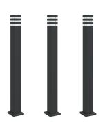 Lampadários de exterior com saída 3 pcs 110 cm alumínio preto 02_0042569