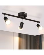 Nettlife 3 holofotes de teto de metal gu10 preto giratório 330 ° moderno