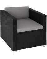 Poltrona de rattan com almofada e carga de 120 kg, 70 x 69 x 65 cm, preto