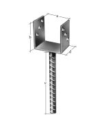 FIXAÇÃO DE ENTERRAR PARA POSTE EM "U"  U=75/100/60 Alto: 200 mm