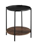 Mesa auxiliar 45,5x54,5cm, madeira industrial oscura, rústica