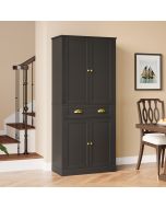 Armário de arrumação em mdf preto com 4 portas e 1 gaveta 182 cm