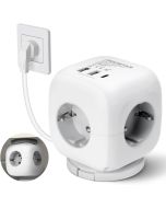 Aigostar cubo regleta 3 tomadas com interruptor e usb 2a+1c, cabo 1,5m