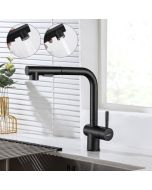 Torneira cozinha preta - lonheo - 7 formatos - spray extraível - aço inox -