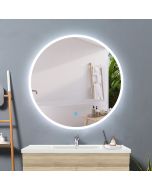 Aica espelho de casa de banho redondo LED 80cm, anti-embaciamento