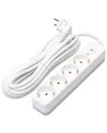 Aigostar régua 4 tomadas, extensão 5m com interruptor, branco