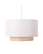 Luminária de teto com tela têxtil branca e ratan ø 40 cm - E27 blanco