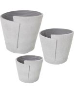 Conjunto de 3 vasos de cerâmica, branco e cinza areia
