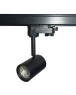 Foco LED preto orientável 8w, trilho trifásico, 1200lm, luz quente 2700k