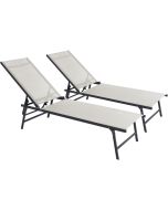 Conjunto de 2 espreguiçadeiras metálicas "sublima" - 180 x 54 x 104 cm - be