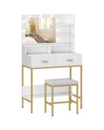 Toucador de maquilhagem com luz 80x40x138 cm color blanco Homcom