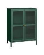 Aparador säkylä 84x64x35cm 2 portas de vidro verde [en.casa]