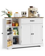 Buffet de cozinha branco e madeira - 1 gaveta 3 portas - 105x40x84,5 cm