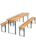 Conjunto de mesa e bancos de madeira dobráveis 3 peças 219 cm