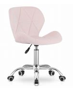 Cadeira giratória ergonômica valora avola em veludo rosa para escritório.