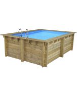 Piscina retangular de madeira "caimans" - 4,10 x 3,00 x 1,24 m + capa bolha