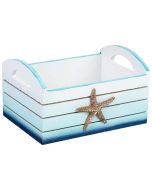 Tabuleiro decorativo em madeira com estrela azul, 18x14x11 cm