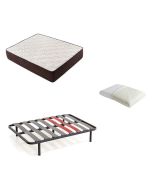 Pack colchão e almofada viscoelástica e base de cama descansin 105x200