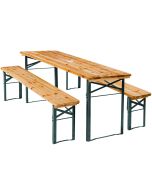 Tectake mesa e bancos dobráveis, suporte guarda-sol, 170x46x78cm, castanho