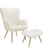 Poltrona tapizado 72 x 76 x 100,5 cm bouclé crema/dorado