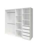 Armário completo Homny 3 colunas gavetas e barras branco 2 m
