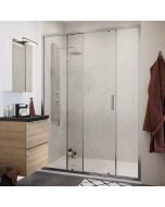 Resguardo de duche deslizante transparente cromado Calia Cooke & Lewis 140cm