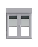 Janela de batente em PVC com persiana e rede mosquiteira 117x100cm